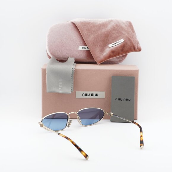 Miu Miu MUA52S ZVN60O Cat Eye Sunglasses - Gold/Blue - Picture 4 of 9